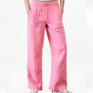 Athleta Retreat Linen High Rise Wide Leg Pant In Raphanus Pink